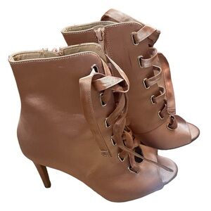 INC ROSE GOLD/PINK Lace Heels- Satin Fabric-Size 6.5